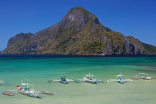 传统,螃蟹船,船,湾,靠近,埃尔尼多,巴拉望岛,菲律宾