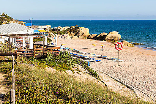 海滩,躺椅,沙滩,阿尔布斐拉,阿尔加维,葡萄牙