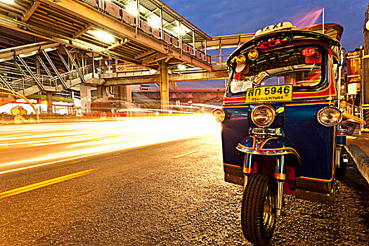 嘟嘟车,街道,曼谷,车站