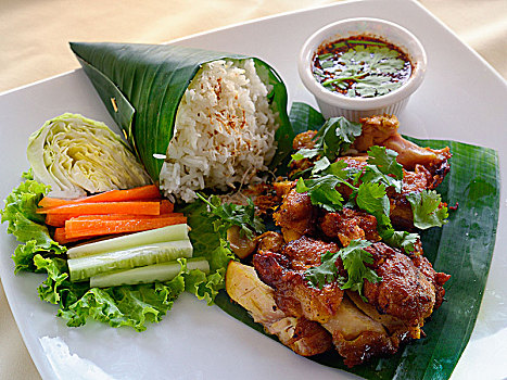 烤制食品,鸡肉,泰国