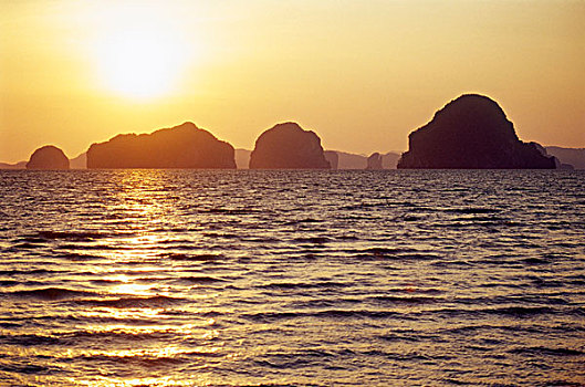 泰国,日落,海滩,胜地