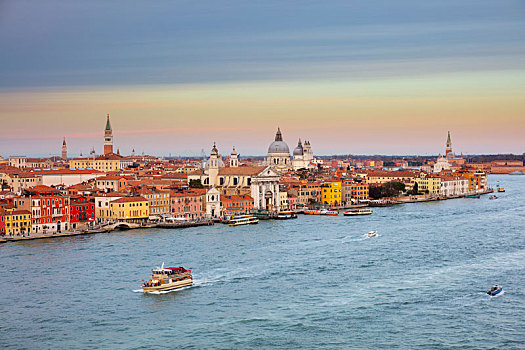 景色,城市,俯视,诸德卡,运河,日落,威尼斯,威尼托,意大利