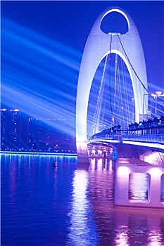 桥,夜景,聚光灯