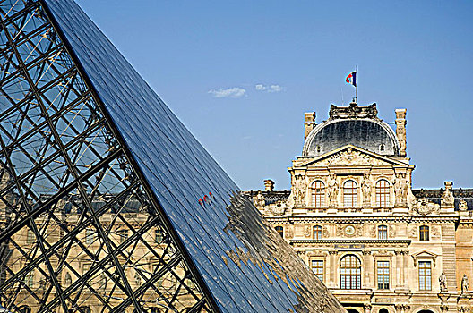金字塔,正面,卢浮宫金字塔,卢浮宫,巴黎,法兰西岛,法国