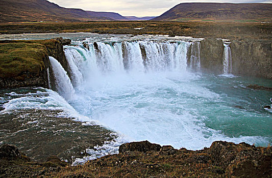 日落,神灵瀑布,瀑布,冰岛