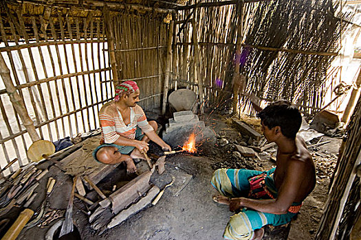 乡村,锻工,工作间,孟加拉,六月,2007年