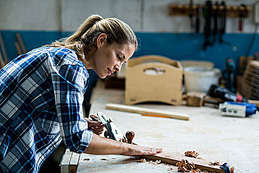 女性,木匠,木料,工作间