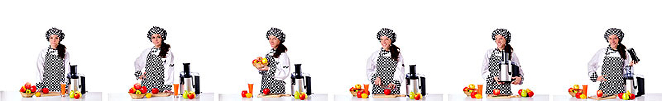 女性,厨师,水果,隔绝,白色背景
