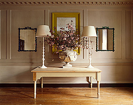 樱花,老式,中心,对称,安放,镜子,灯,创作,客厅,乔治时期风格,房子