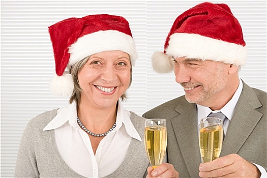 圣诞节,商务,干杯,老人,同事,庆贺