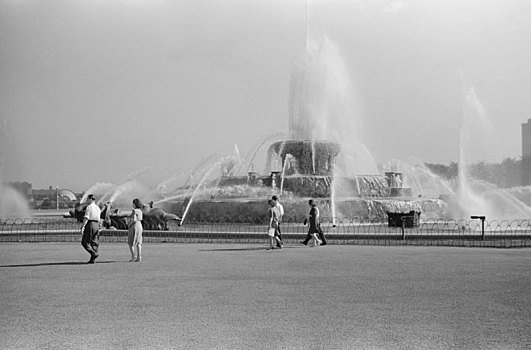 白金汉喷泉,格兰特公园,芝加哥,伊利诺斯,农场,安全,管理,七月