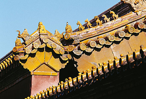 北京故宫崇禧门向东拍琉璃脊兽