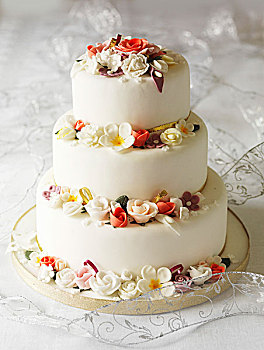 婚礼蛋糕,软糖,花