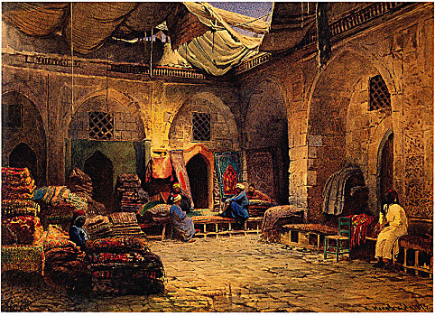 地毯,店,开罗,1875年,艺术家