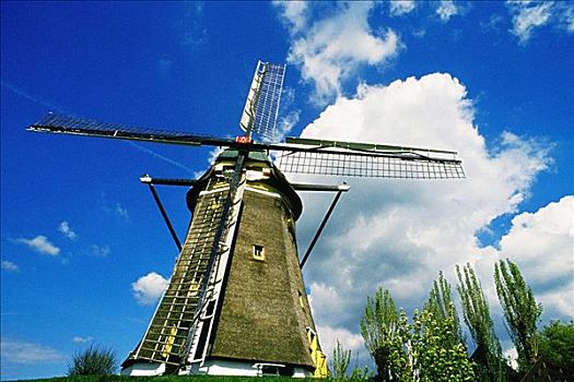 仰视,传统风车,荷兰