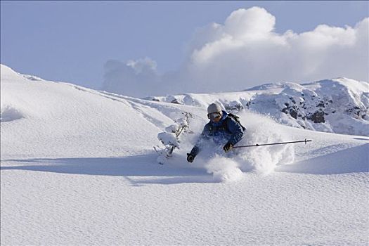 屈膝旋转式滑雪,福良野,北海道,日本