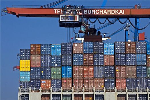集装箱船,集装箱码头,汉堡港,德国,欧洲