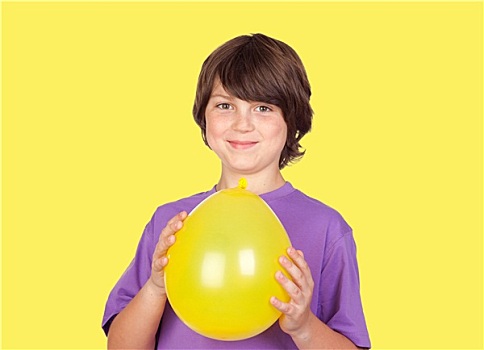 可爱,男童,黄色,气球