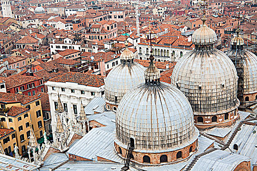 俯视,威尼斯,圣马克大教堂,威尼托,意大利