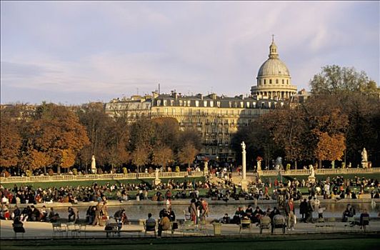 法国,巴黎,卢森堡,花园,一堆,盆地