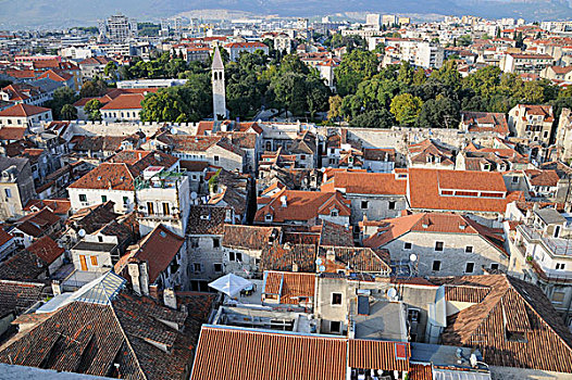 历史,城镇,中心,远眺,城市,塔,大教堂,分开,克罗地亚,欧洲