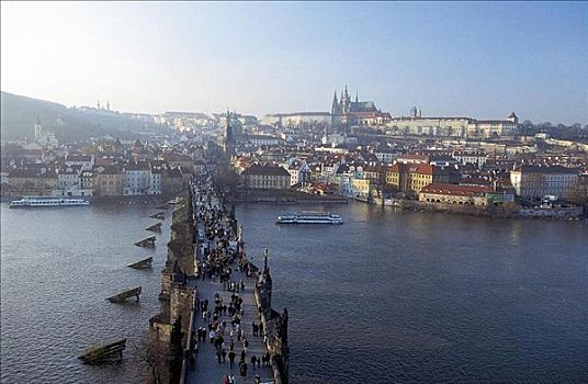风景,查理大桥,布拉格,捷克共和国,欧洲,欧盟新成员