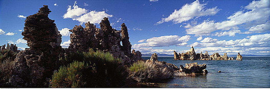 岩石构造,湖,莫诺湖,加利福尼亚,美国