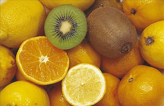柠檬,猕猴桃,柑橘,水果,食物