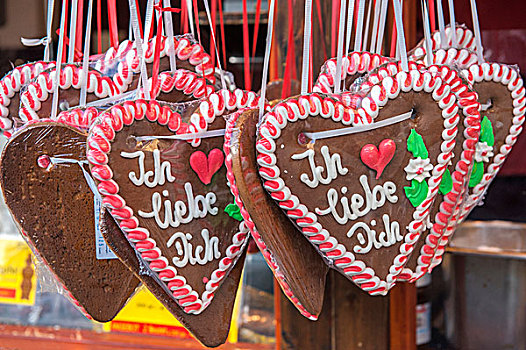 我爱你,心形姜饼,假日,市场,亚琛,德国