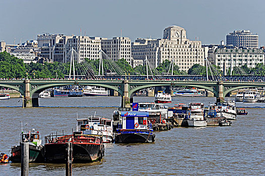 船,泰晤士河,桥,伦敦,英格兰,英国,欧洲