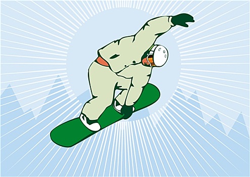 滑雪板,空气,绿色