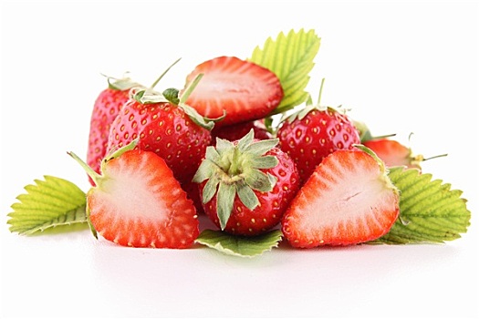 新鲜,草莓,白色背景
