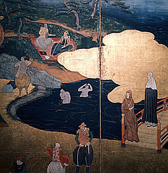 特写,屏风,耶稣会,牧师,葡萄牙人,日本人,17世纪