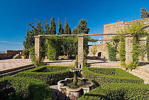 花园,阿尔卡萨瓦城堡,马拉加,安达卢西亚,西班牙