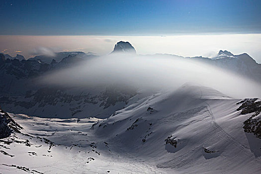 雾,山,山丘,阿彭策尔,瑞士,欧洲