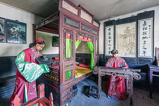 汉王府古代小姐丫鬟生活场景山东省滨州市惠民县汉王府邸古代小姐丫鬟