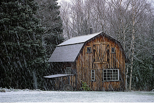 谷仓,暴风雪,新布兰斯维克,加拿大