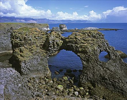石头,大门,悬崖,火山,玄武岩,柱子,斯奈山半岛,冰岛