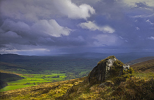爱尔兰,山峦,漂石,重,天气