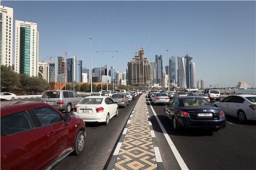 交通,滨海路,道路,多哈,卡塔尔,中东