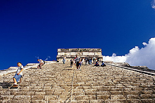 墨西哥,尤卡坦半岛,下降,广场,金字塔,奇琴伊察,遗址,玛雅,文明