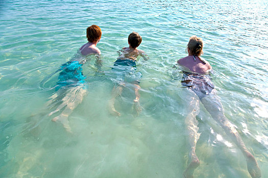 孩子,游泳,放松,清晰,海洋