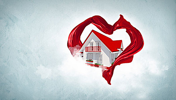 房子,红色,心形,象征