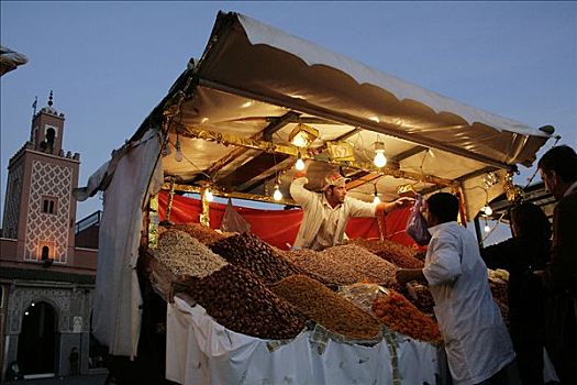 市场摊位,玛拉喀什,摩洛哥