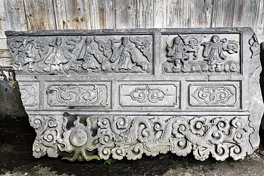 徽派建筑石雕,中国安徽省黟县西递古村