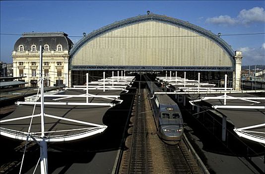 波尔多,法国,火车站,俯视图,线条