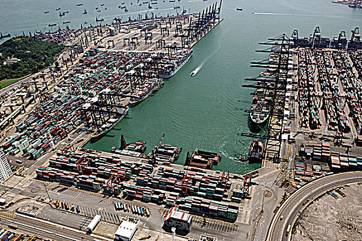 航拍,远眺,集装箱码头,香港