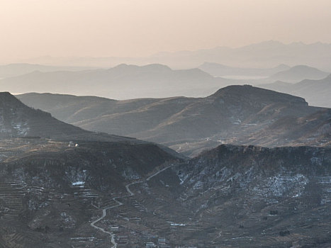 航拍沂蒙山区乡村风光