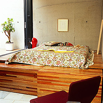 硬木,床,客房,形态,工作台,滑动门,内院