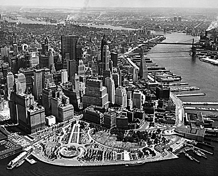 俯拍,摩天大楼,城市,曼哈顿,纽约,美国